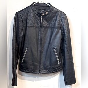 Vintage Moda International Black Quilted Leather Jacket Size Medium